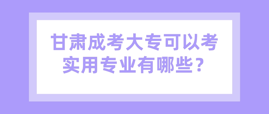 甘肃成考大专可以考实用专业有哪些？